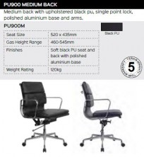 PU900 Medium Back Chair Range And Specifications